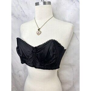 1940s Exquisite Form Bustier Bullet bra 36A strapless satin Pin Up Hollywood 40s